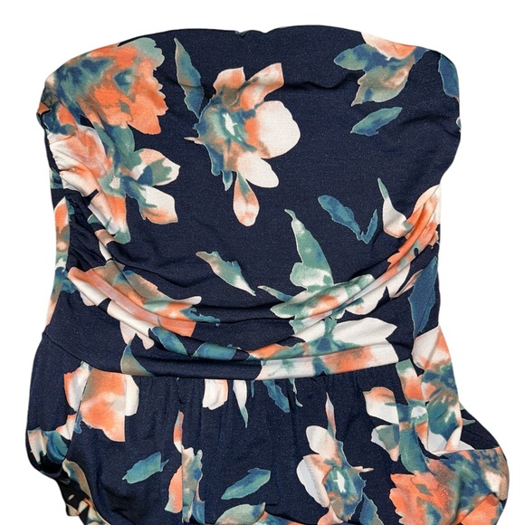 Vanilla Bay Women's Blue Floral Strapless Full Length Maxi Dress Size Medium - Picture 3 of 8